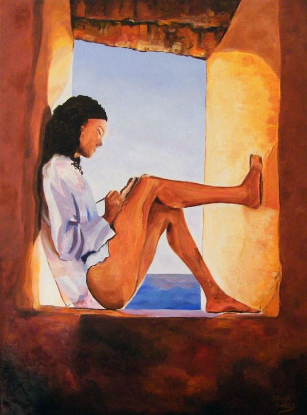 Mujer en Ventana – Rafael Ramírez. Pintura al óleo, 2009