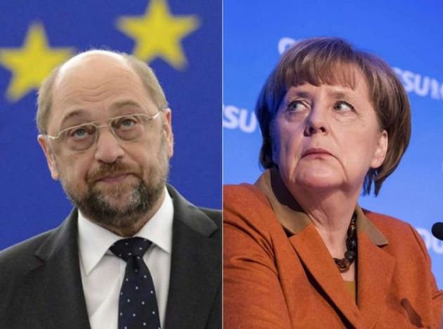 Martin Schulz y Angela Merkel